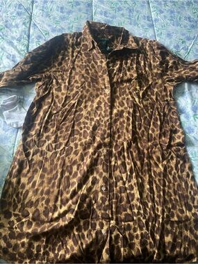 Ralph Lauren Leopard Print Shirt Dress in Brown and Tan